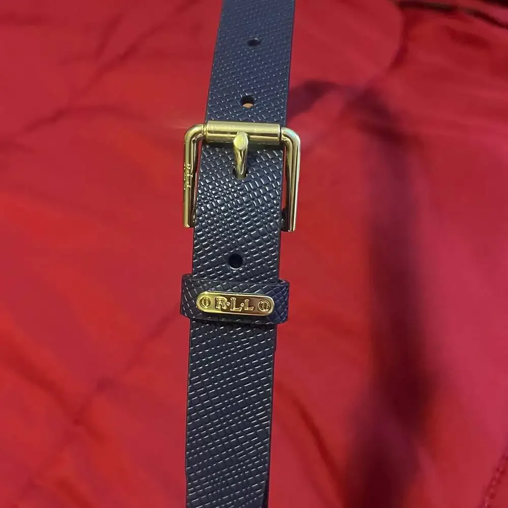 Lauren Ralph Lauren Women's Pebbled Leather Skinny Belt US L/ 37” Navy - Picture 7 of 8